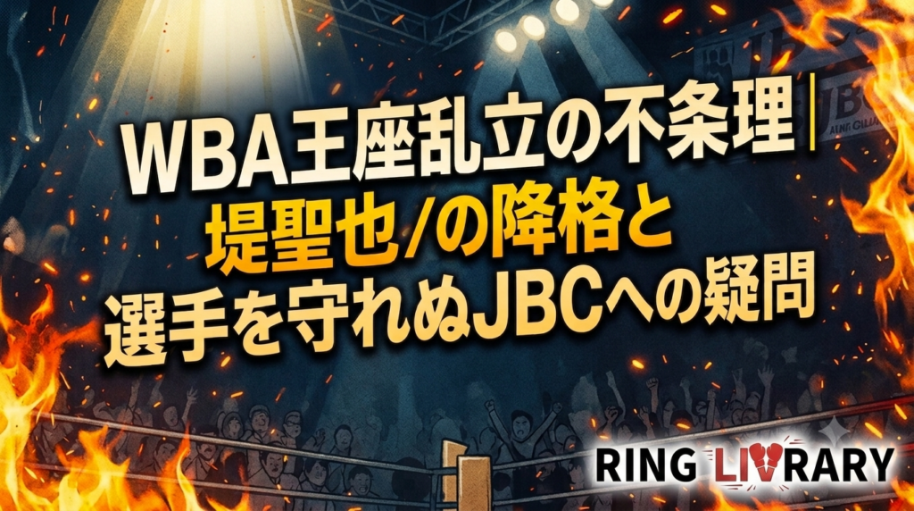 WBA王座乱立の不条理｜堤聖也の降格と選手を守れぬJBCへの疑問